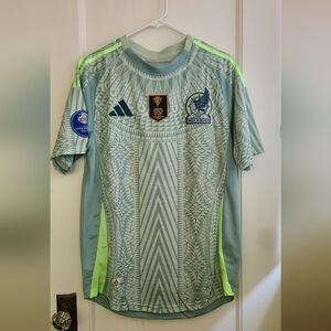 Adidas Mexico Green Patterned Soccer Jersey XL Slim Fit